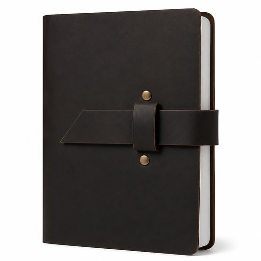 Handmade A6 Genuine Leather Journal-Refillable Ring Binder, Vintage Travel Organizer, and Writing Notebook for Men and Women-8x6 Inches