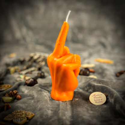 Beeswax Middle Finger Spell Candle - Banishing, Boundaries & Empowerment