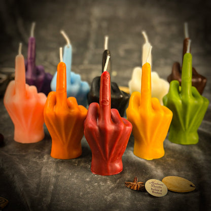 Beeswax Middle Finger Spell Candle - Banishing, Boundaries & Empowerment